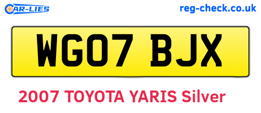 WG07BJX are the vehicle registration plates.