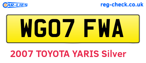 WG07FWA are the vehicle registration plates.