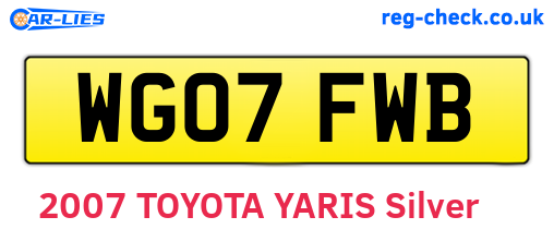 WG07FWB are the vehicle registration plates.