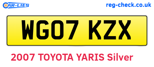 WG07KZX are the vehicle registration plates.