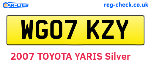 WG07KZY are the vehicle registration plates.