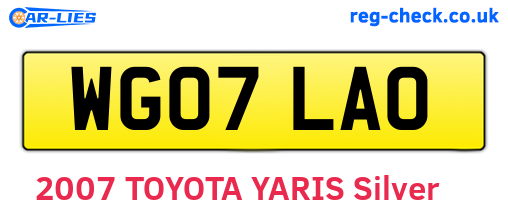 WG07LAO are the vehicle registration plates.