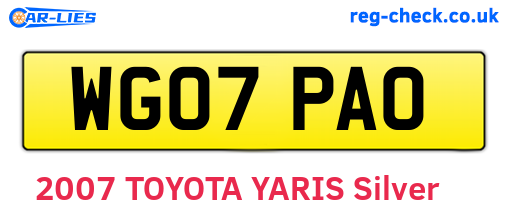 WG07PAO are the vehicle registration plates.