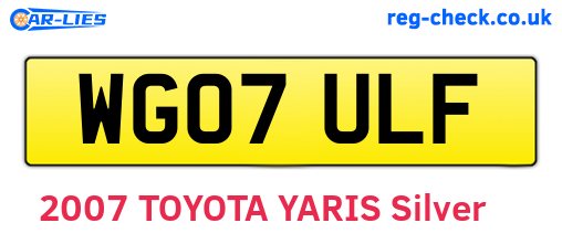 WG07ULF are the vehicle registration plates.