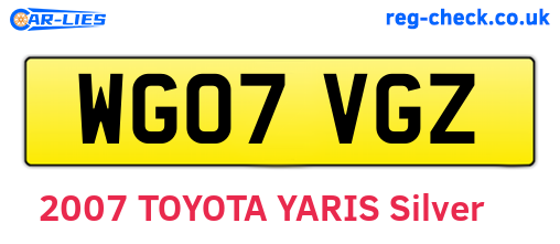 WG07VGZ are the vehicle registration plates.