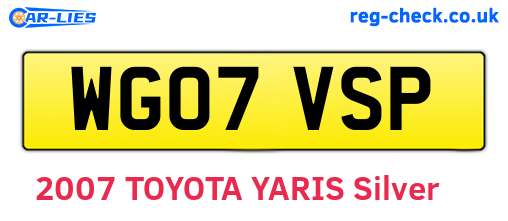 WG07VSP are the vehicle registration plates.