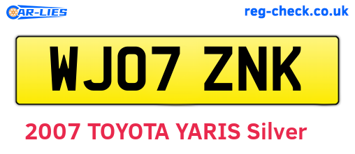 WJ07ZNK are the vehicle registration plates.