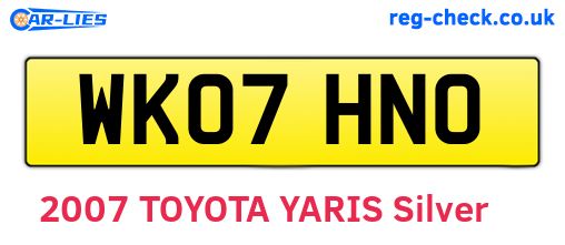 WK07HNO are the vehicle registration plates.