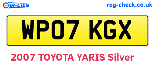 WP07KGX are the vehicle registration plates.