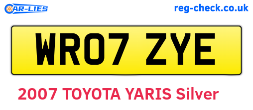 WR07ZYE are the vehicle registration plates.