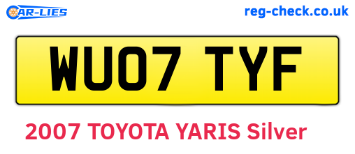 WU07TYF are the vehicle registration plates.