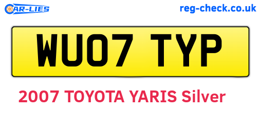 WU07TYP are the vehicle registration plates.