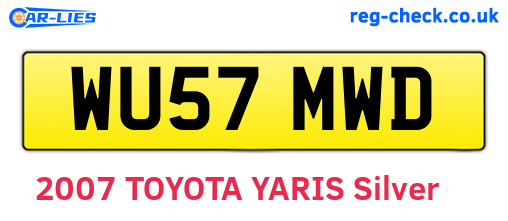 WU57MWD are the vehicle registration plates.