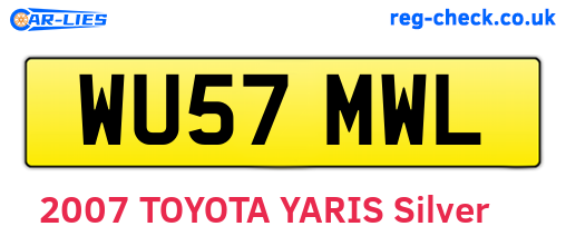 WU57MWL are the vehicle registration plates.
