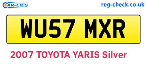 WU57MXR are the vehicle registration plates.