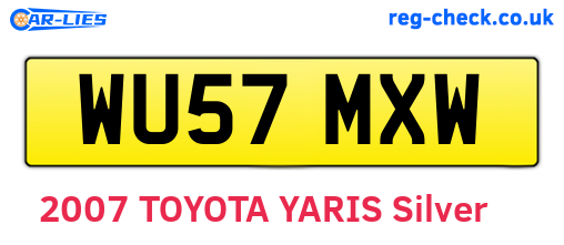 WU57MXW are the vehicle registration plates.