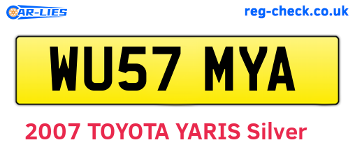 WU57MYA are the vehicle registration plates.