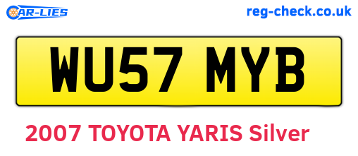 WU57MYB are the vehicle registration plates.