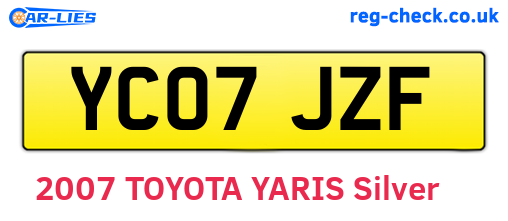 YC07JZF are the vehicle registration plates.