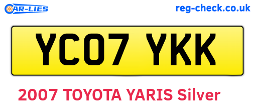 YC07YKK are the vehicle registration plates.