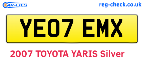 YE07EMX are the vehicle registration plates.