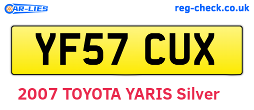 YF57CUX are the vehicle registration plates.