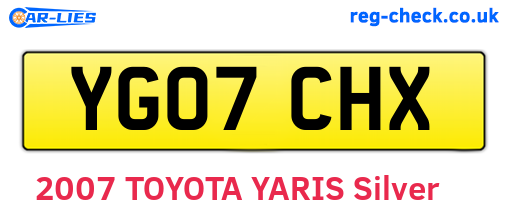 YG07CHX are the vehicle registration plates.