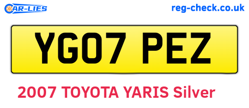 YG07PEZ are the vehicle registration plates.