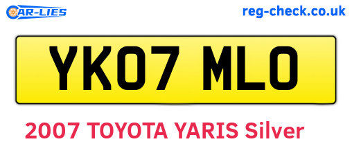 YK07MLO are the vehicle registration plates.
