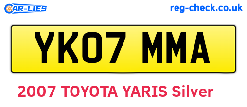 YK07MMA are the vehicle registration plates.