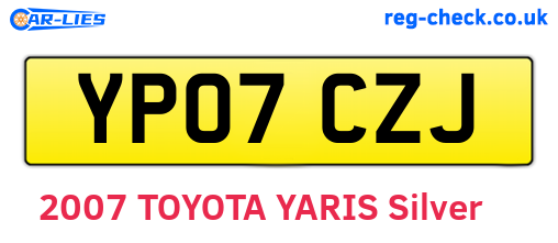 YP07CZJ are the vehicle registration plates.