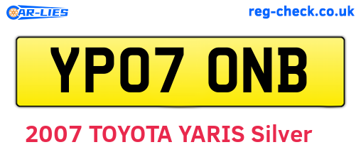 YP07ONB are the vehicle registration plates.