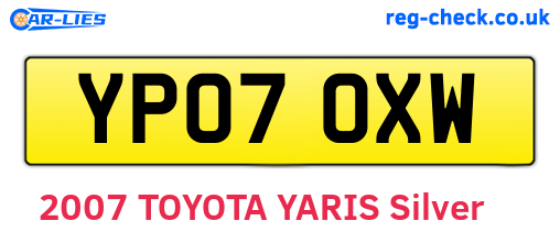 YP07OXW are the vehicle registration plates.