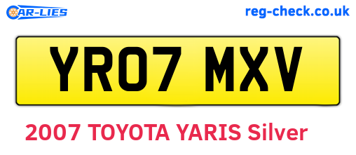 YR07MXV are the vehicle registration plates.