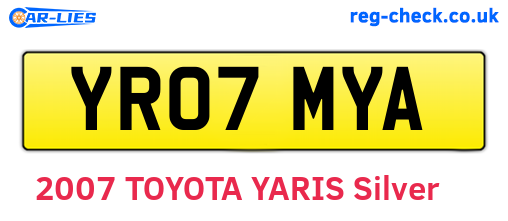 YR07MYA are the vehicle registration plates.