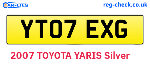 YT07EXG are the vehicle registration plates.