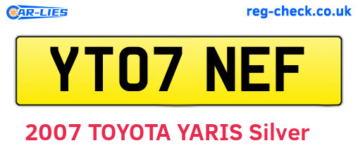 YT07NEF are the vehicle registration plates.