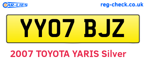 YY07BJZ are the vehicle registration plates.