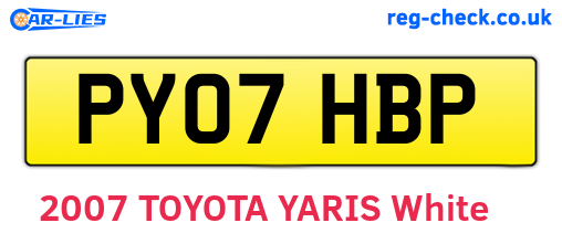 PY07HBP are the vehicle registration plates.