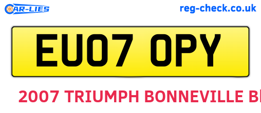 EU07OPY are the vehicle registration plates.