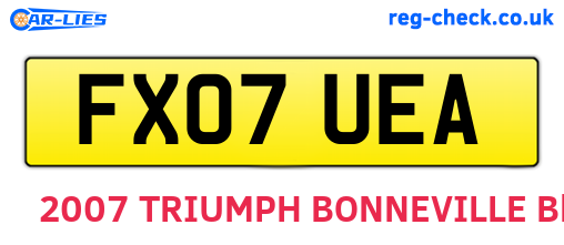 FX07UEA are the vehicle registration plates.