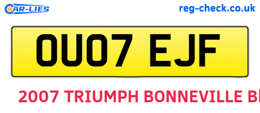 OU07EJF are the vehicle registration plates.