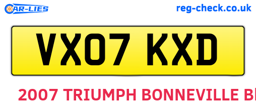 VX07KXD are the vehicle registration plates.
