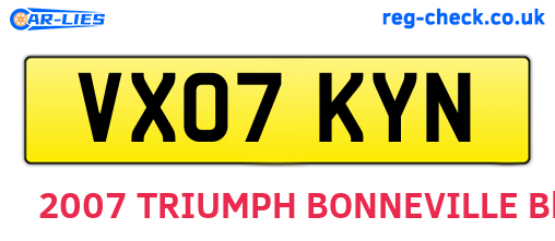 VX07KYN are the vehicle registration plates.