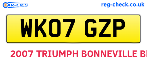 WK07GZP are the vehicle registration plates.