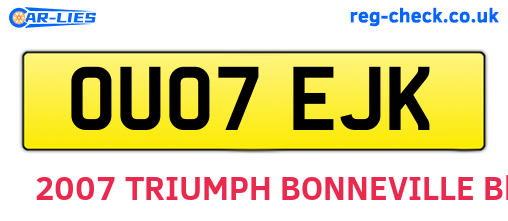 OU07EJK are the vehicle registration plates.
