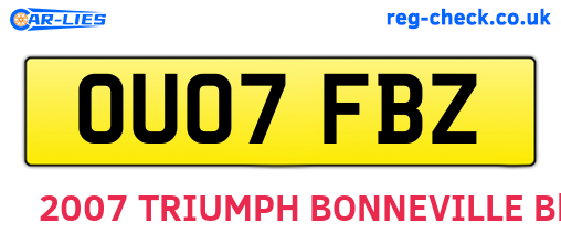 OU07FBZ are the vehicle registration plates.
