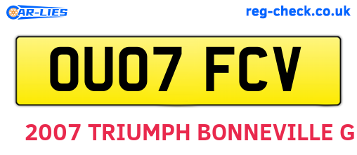 OU07FCV are the vehicle registration plates.