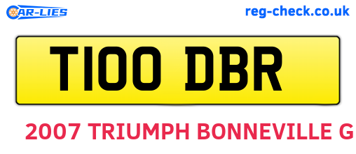 T100DBR are the vehicle registration plates.