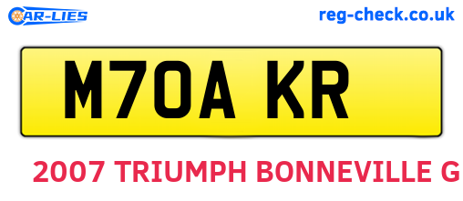 M70AKR are the vehicle registration plates.